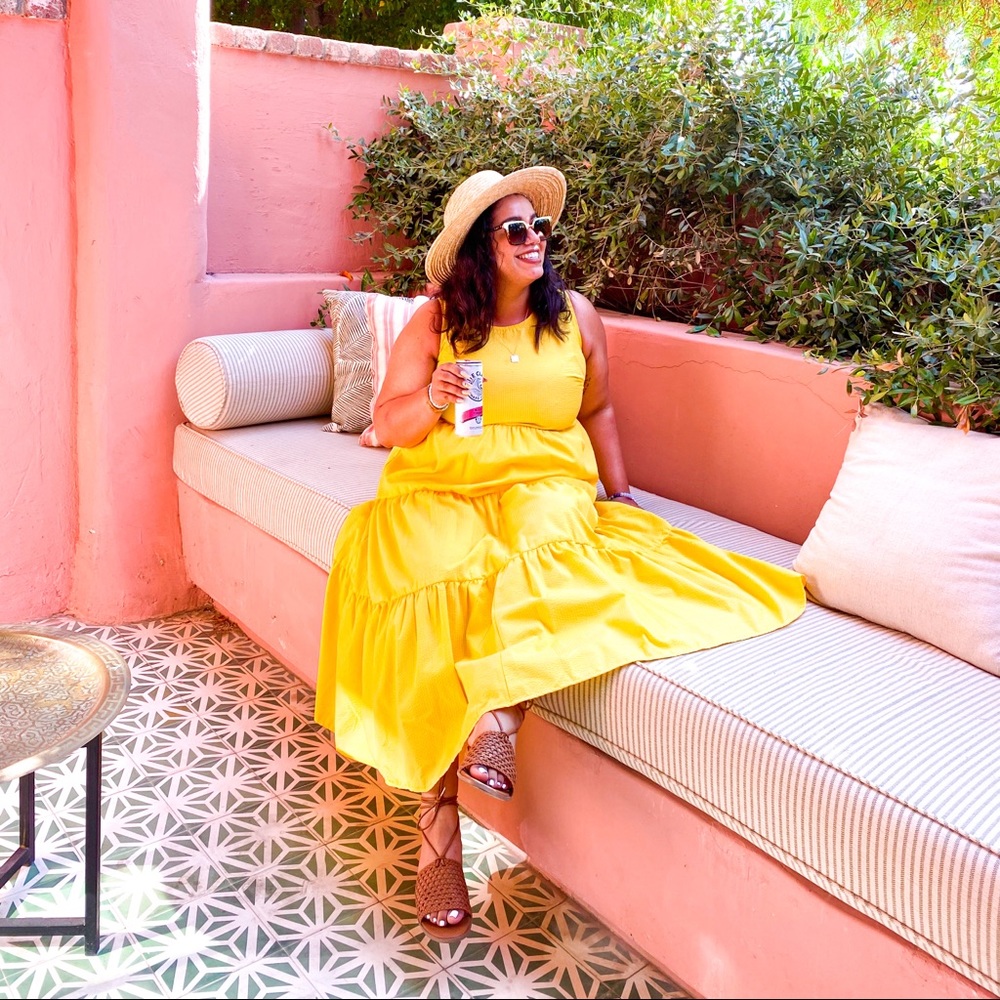 Yellow Tea Length Dress